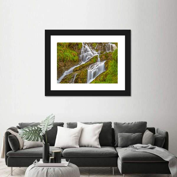 Waterfall In Val D Aosta In Italy Canvas Wall Art-3 Horizontal-Gallery Wrap-25" x 16"-Tiaracle