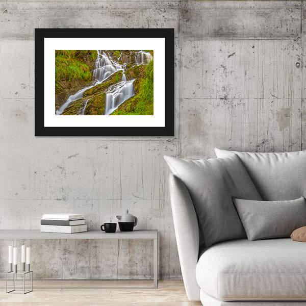 Waterfall In Val D Aosta In Italy Canvas Wall Art-3 Horizontal-Gallery Wrap-25" x 16"-Tiaracle