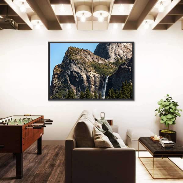 Waterfall In Yosemite On A Summer's Day Canvas Wall Art-3 Horizontal-Gallery Wrap-25" x 16"-Tiaracle