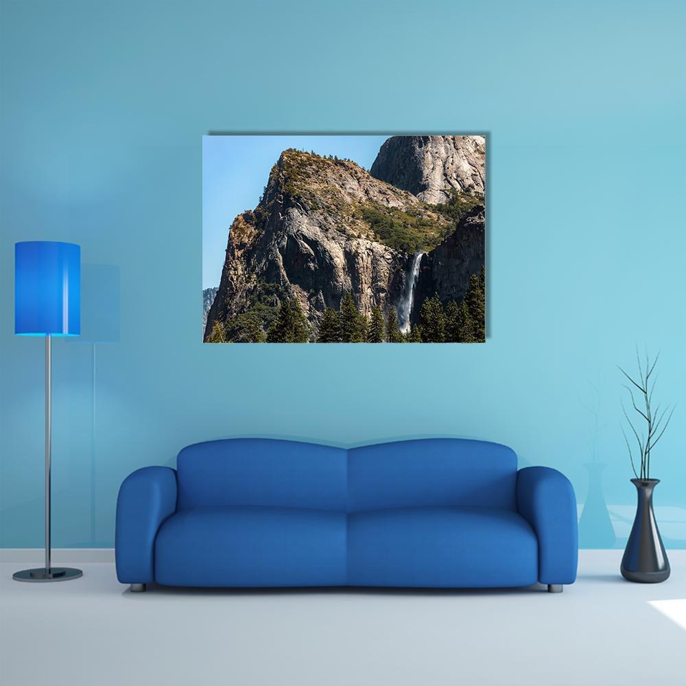 Waterfall In Yosemite On A Summer's Day Canvas Wall Art-1 Piece-Gallery Wrap-48" x 32"-Tiaracle