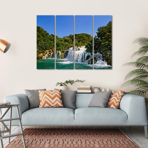 Waterfall Krka Croatia Canvas Wall Art-4 Horizontal-Gallery Wrap-34" x 24"-Tiaracle