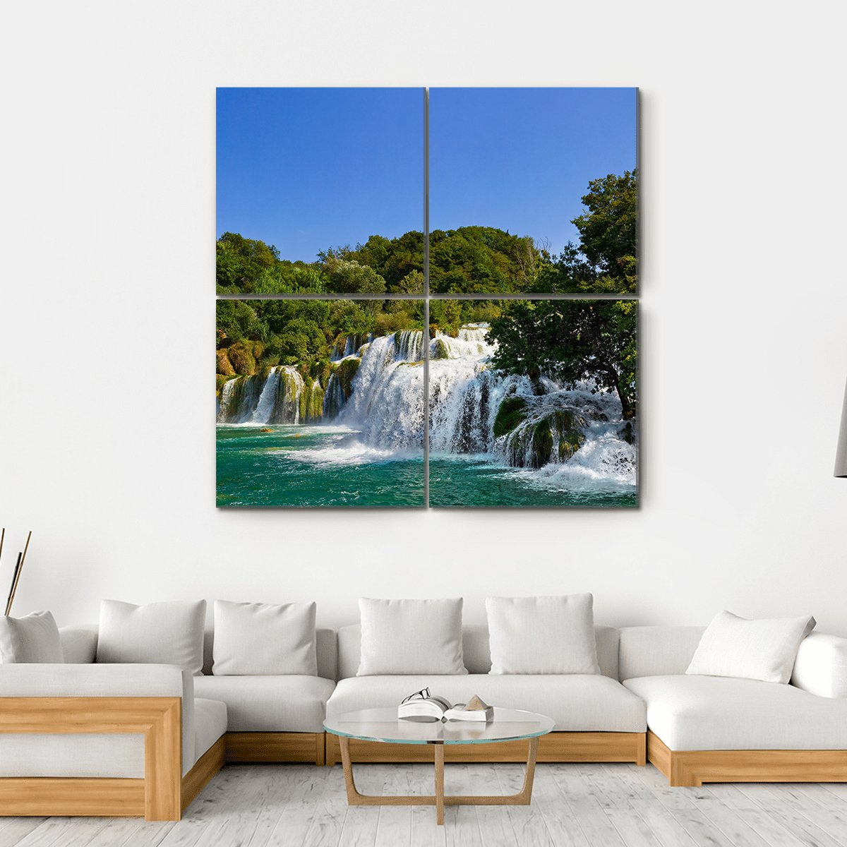 Waterfall Krka Croatia Canvas Wall Art-4 Square-Gallery Wrap-17" x 17"-Tiaracle