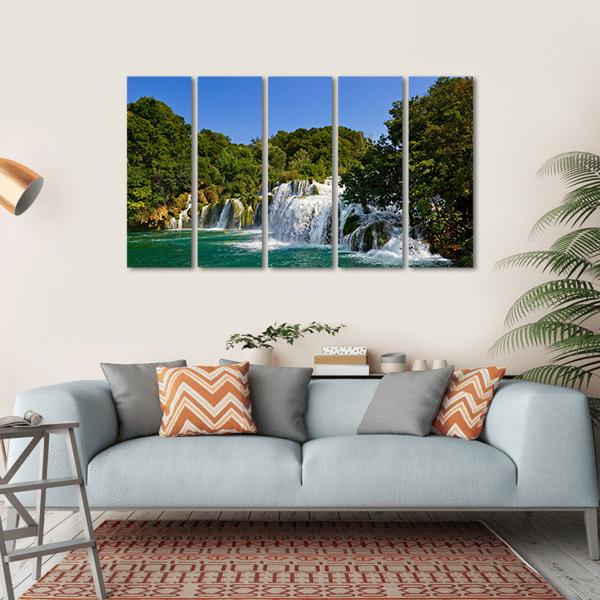 Waterfall Krka Croatia Canvas Wall Art-5 Horizontal-Gallery Wrap-22" x 12"-Tiaracle