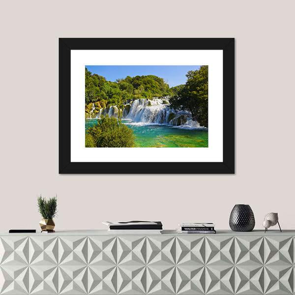Waterfall Krka In Croatia Canvas Wall Art-1 Piece-Framed Print-20" x 16"-Tiaracle