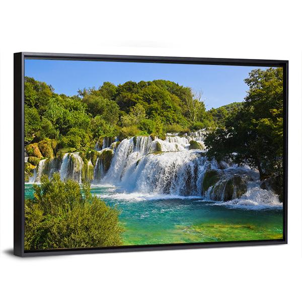 Waterfall Krka In Croatia Canvas Wall Art-3 Horizontal-Gallery Wrap-25" x 16"-Tiaracle