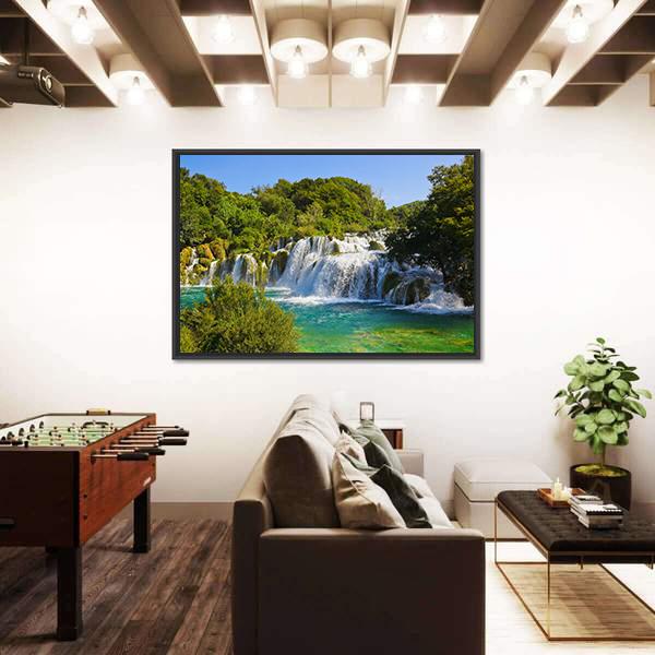 Waterfall Krka In Croatia Canvas Wall Art-3 Horizontal-Gallery Wrap-25" x 16"-Tiaracle