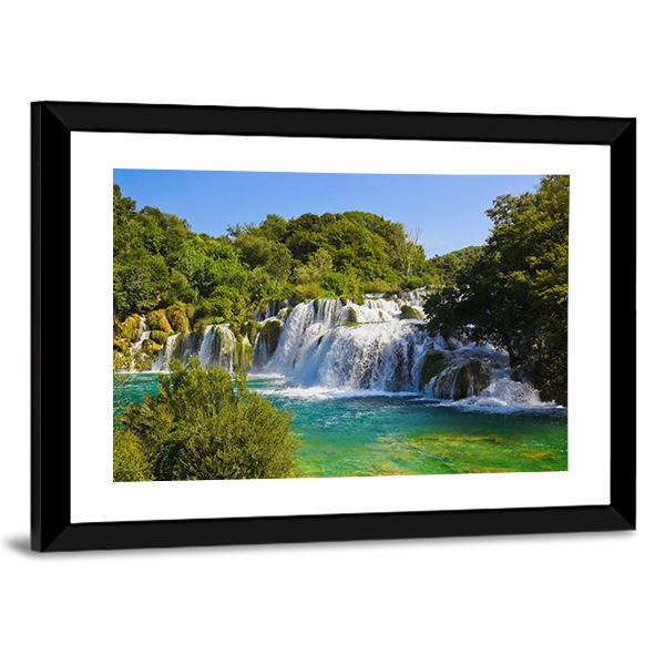 Waterfall Krka In Croatia Canvas Wall Art-3 Horizontal-Gallery Wrap-25" x 16"-Tiaracle