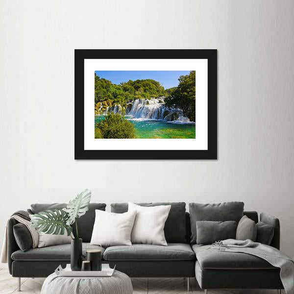 Waterfall Krka In Croatia Canvas Wall Art-3 Horizontal-Gallery Wrap-25" x 16"-Tiaracle