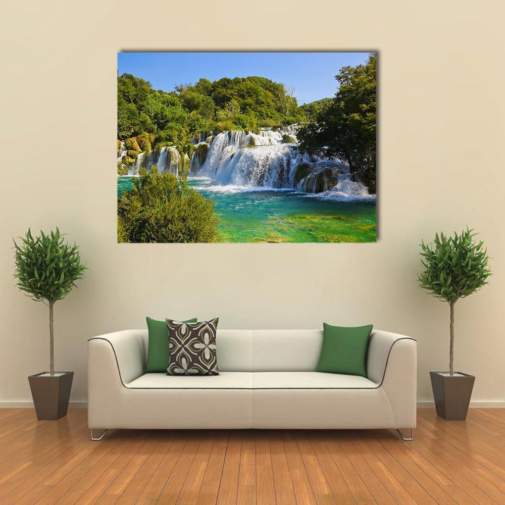 Waterfall Krka In Croatia Canvas Wall Art-1 Piece-Gallery Wrap-48" x 32"-Tiaracle