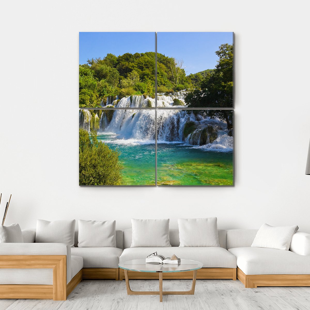 Waterfall Krka In Croatia Canvas Wall Art-4 Square-Gallery Wrap-17" x 17"-Tiaracle