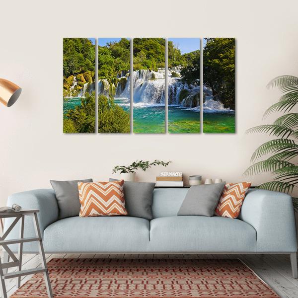 Waterfall Krka In Croatia Canvas Wall Art-5 Horizontal-Gallery Wrap-22" x 12"-Tiaracle