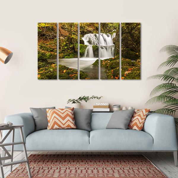 Waterfall Kropa In Voje Valley Canvas Wall Art-5 Horizontal-Gallery Wrap-22" x 12"-Tiaracle