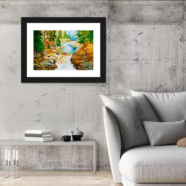 Waterfall Landscape Canvas Wall Art-5 Horizontal-Gallery Wrap-22" x 12"-Tiaracle