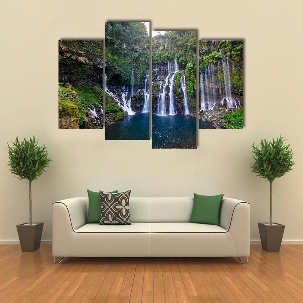 Grand Galet Waterfall Canvas Wall Art-4 Pop-Gallery Wrap-50" x 32"-Tiaracle