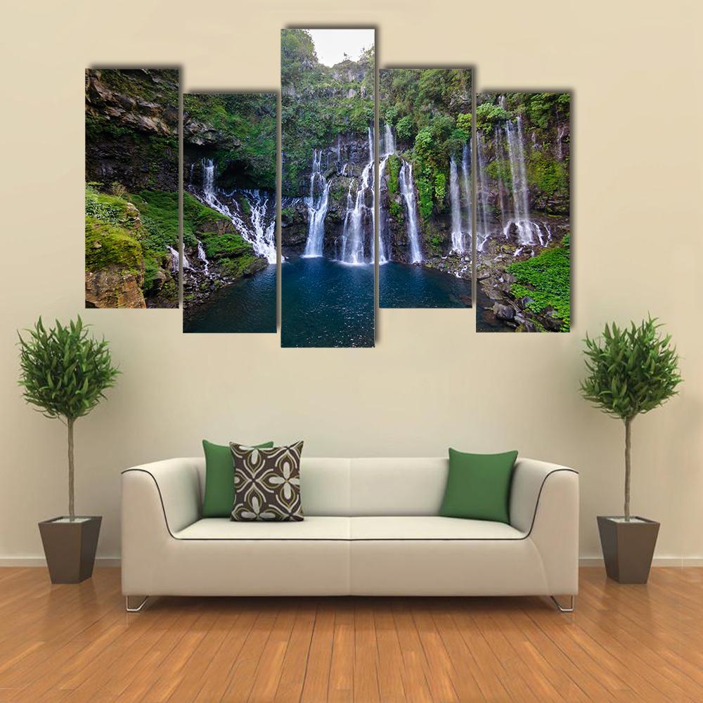 Grand Galet Waterfall Canvas Wall Art-5 Pop-Gallery Wrap-47" x 32"-Tiaracle