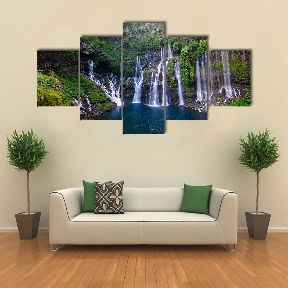 Grand Galet Waterfall Canvas Wall Art-5 Star-Gallery Wrap-62" x 32"-Tiaracle