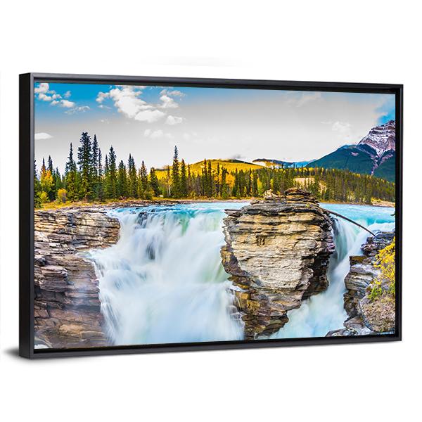 Waterfall Of Athabasca In Canada Canvas Wall Art-3 Horizontal-Gallery Wrap-25" x 16"-Tiaracle