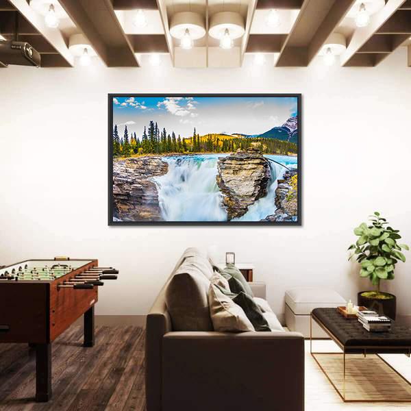 Waterfall Of Athabasca In Canada Canvas Wall Art-3 Horizontal-Gallery Wrap-25" x 16"-Tiaracle