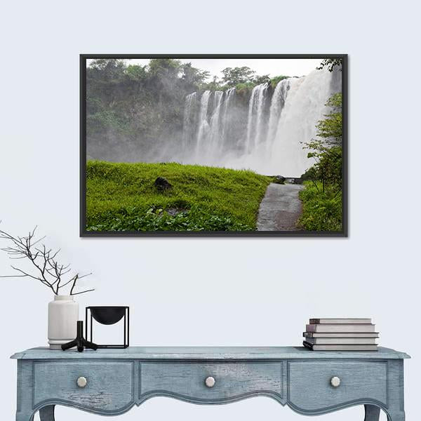 Waterfall Of Eyipantla In Mexico Canvas Wall Art-1 Piece-Floating Frame-24" x 16"-Tiaracle