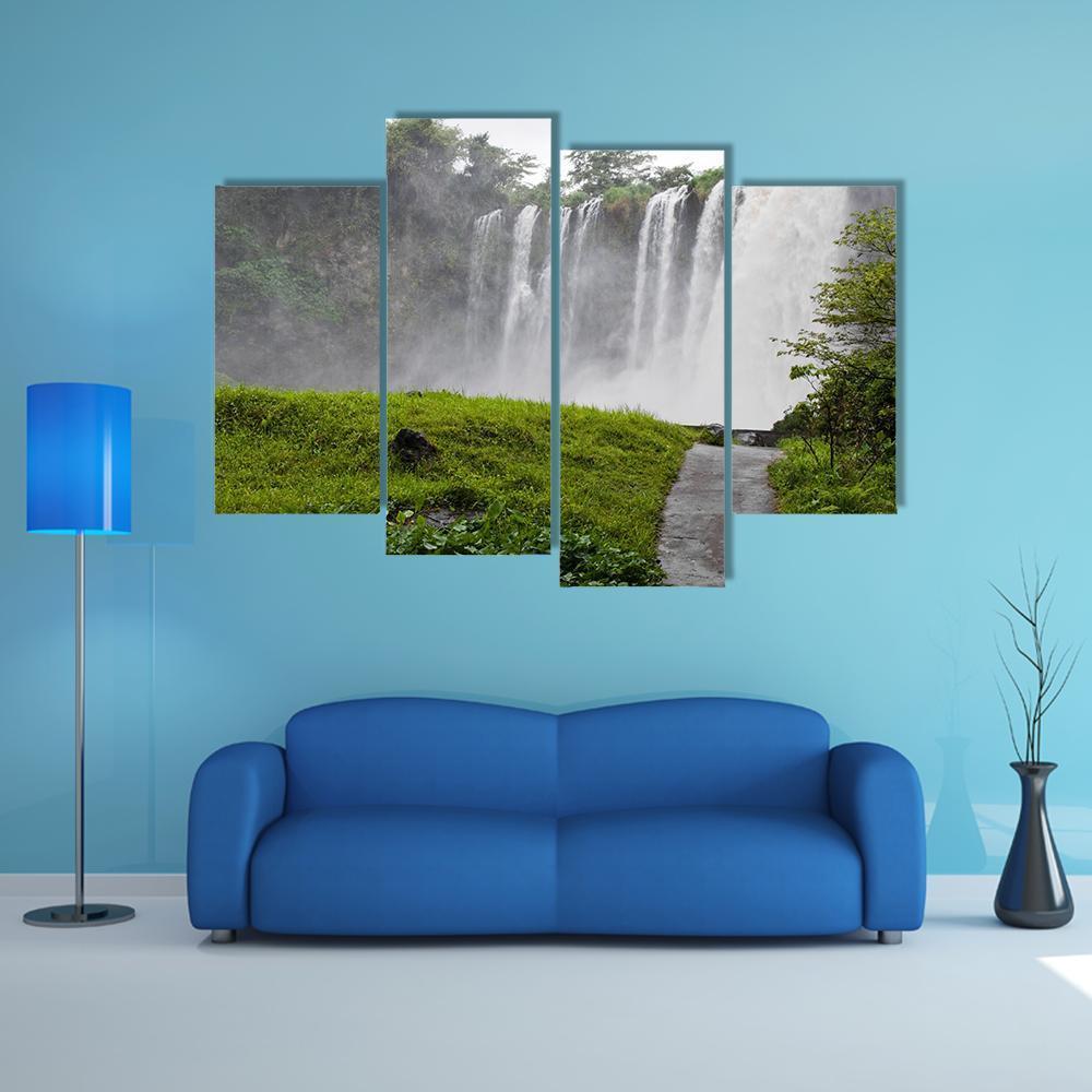 Waterfall Of Eyipantla In Mexico Canvas Wall Art-4 Pop-Gallery Wrap-50" x 32"-Tiaracle