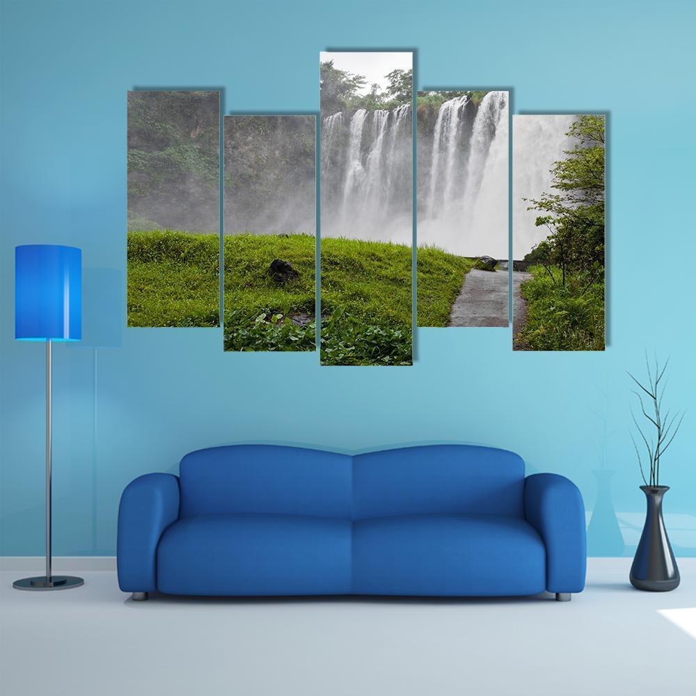 Waterfall Of Eyipantla In Mexico Canvas Wall Art-5 Pop-Gallery Wrap-47" x 32"-Tiaracle