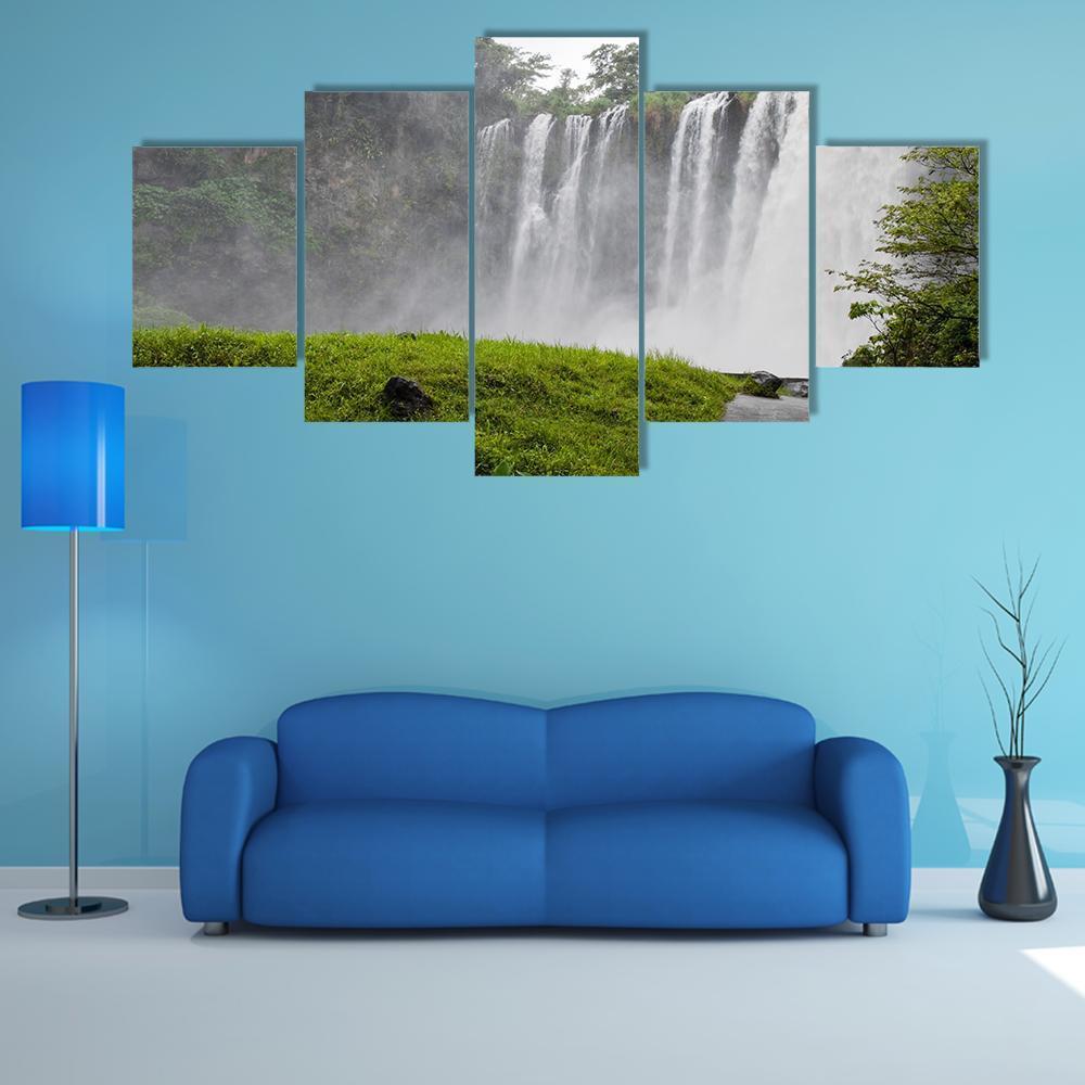 Waterfall Of Eyipantla In Mexico Canvas Wall Art-5 Star-Gallery Wrap-62" x 32"-Tiaracle