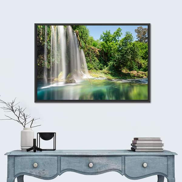 Waterfall Of The Antalya Area Canvas Wall Art-1 Piece-Floating Frame-24" x 16"-Tiaracle