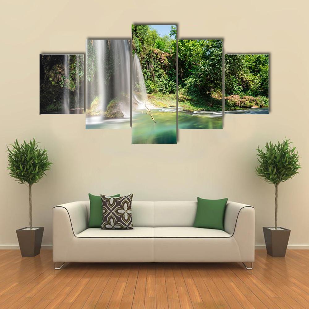 Waterfall Of The Antalya Area Canvas Wall Art-5 Star-Gallery Wrap-62" x 32"-Tiaracle