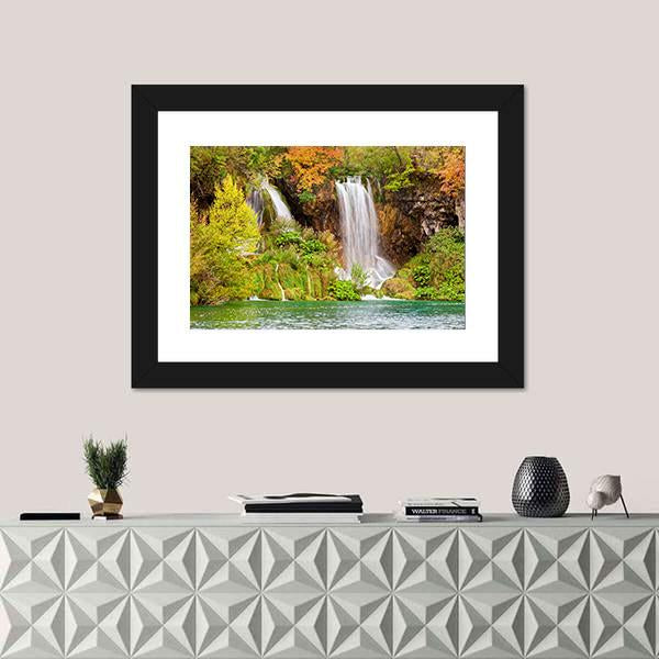 Waterfall Of The Plitvice Lakes Canvas Wall Art-1 Piece-Framed Print-20" x 16"-Tiaracle