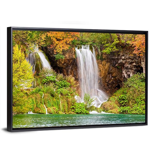 Waterfall Of The Plitvice Lakes Canvas Wall Art-3 Horizontal-Gallery Wrap-25" x 16"-Tiaracle