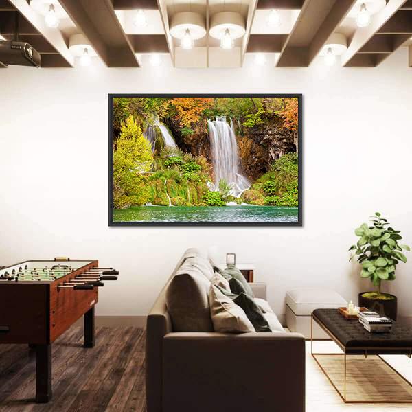 Waterfall Of The Plitvice Lakes Canvas Wall Art-5 Horizontal-Gallery Wrap-22" x 12"-Tiaracle