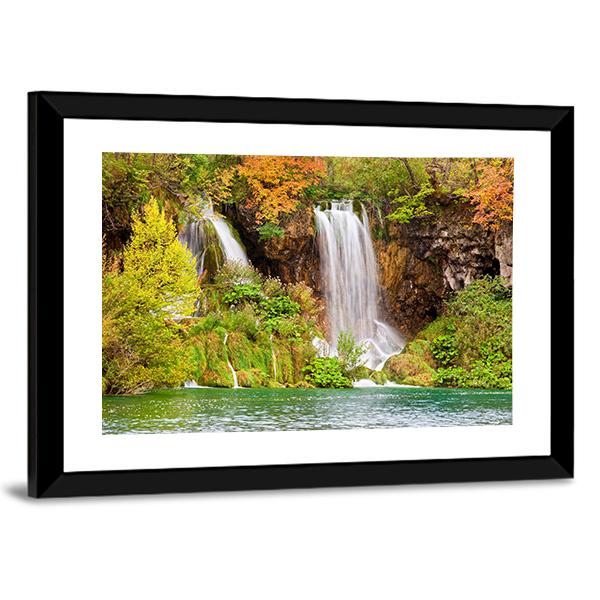 Waterfall Of The Plitvice Lakes Canvas Wall Art-5 Horizontal-Gallery Wrap-22" x 12"-Tiaracle