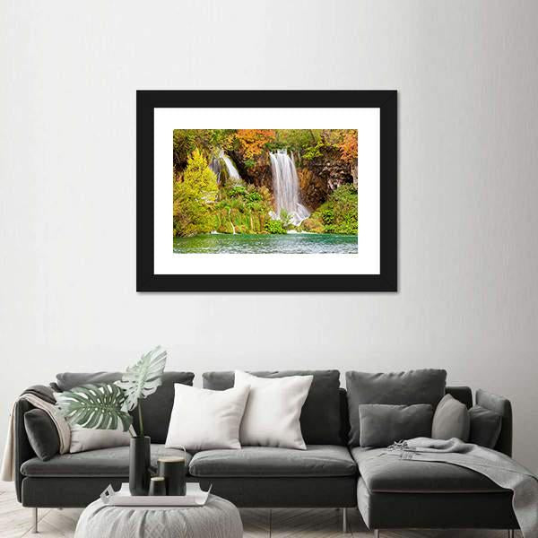 Waterfall Of The Plitvice Lakes Canvas Wall Art-5 Horizontal-Gallery Wrap-22" x 12"-Tiaracle
