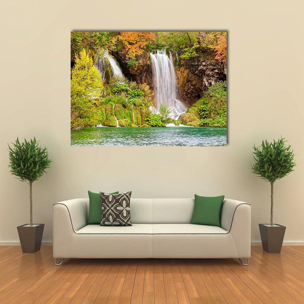 Waterfall Of The Plitvice Lakes Canvas Wall Art-1 Piece-Gallery Wrap-36" x 24"-Tiaracle