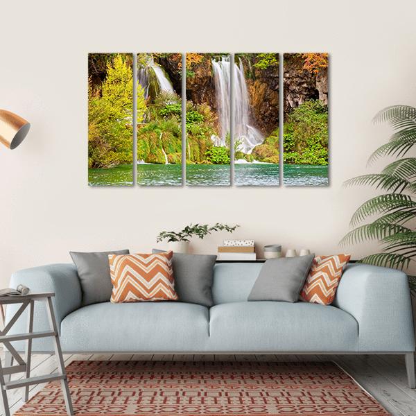 Waterfall Of The Plitvice Lakes Canvas Wall Art-5 Horizontal-Gallery Wrap-22" x 12"-Tiaracle
