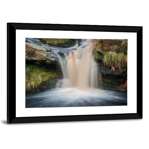 Waterfall On Moorland Canvas Wall Art-3 Horizontal-Gallery Wrap-25" x 16"-Tiaracle