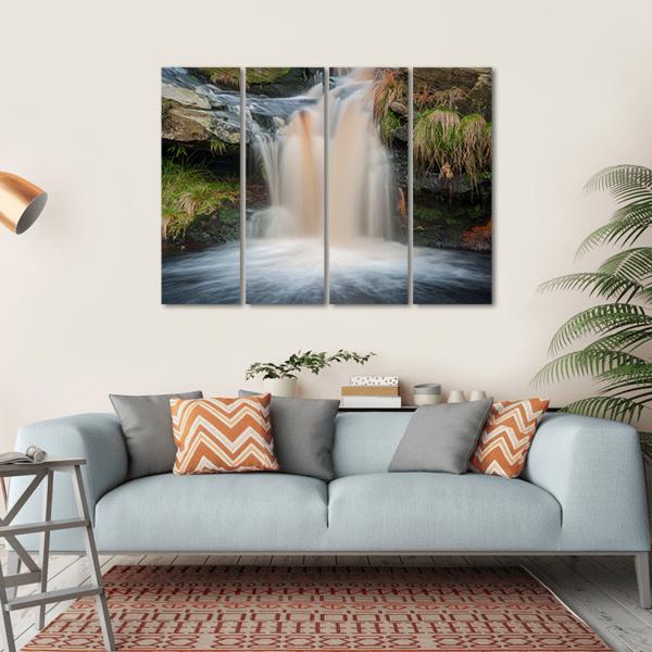 Waterfall On Moorland Canvas Wall Art-4 Horizontal-Gallery Wrap-34" x 24"-Tiaracle