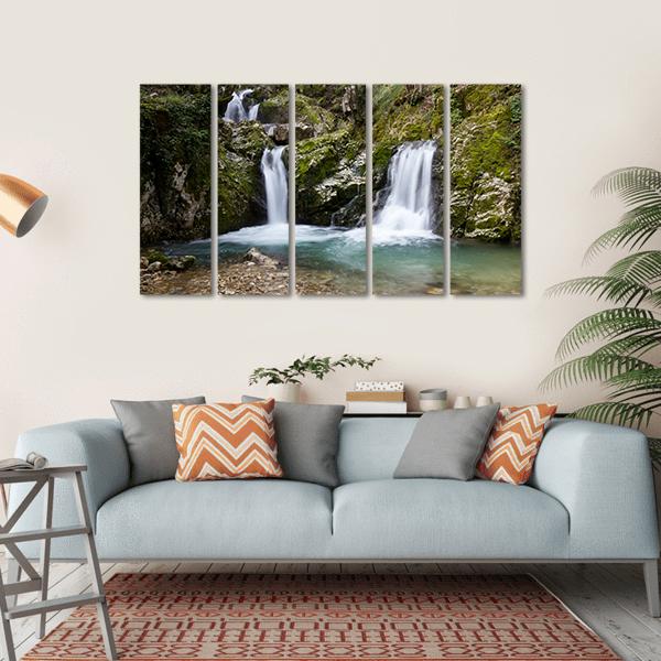 Waterfall On Morcone Sassinoro Canvas Wall Art-5 Horizontal-Gallery Wrap-22" x 12"-Tiaracle