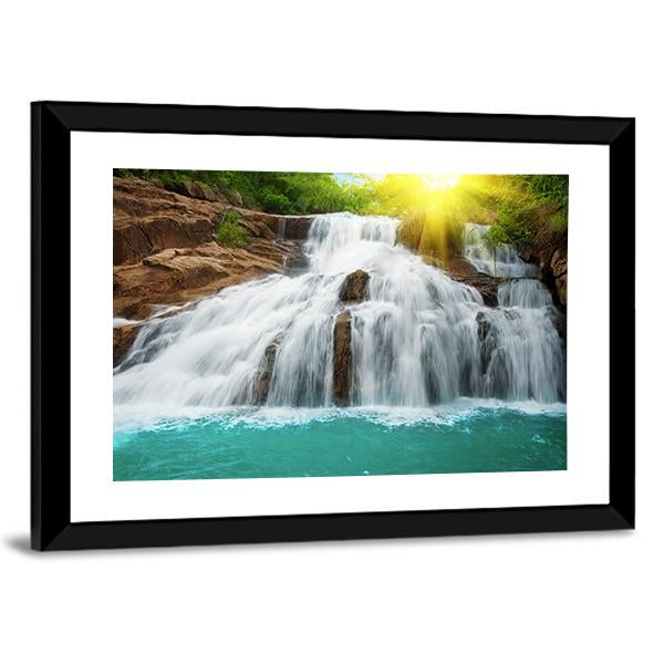 Waterfall Pool In Rain Forest Canvas Wall Art-5 Horizontal-Gallery Wrap-22" x 12"-Tiaracle