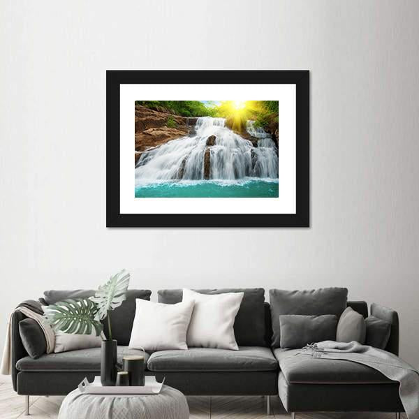 Waterfall Pool In Rain Forest Canvas Wall Art-3 Horizontal-Gallery Wrap-25" x 16"-Tiaracle
