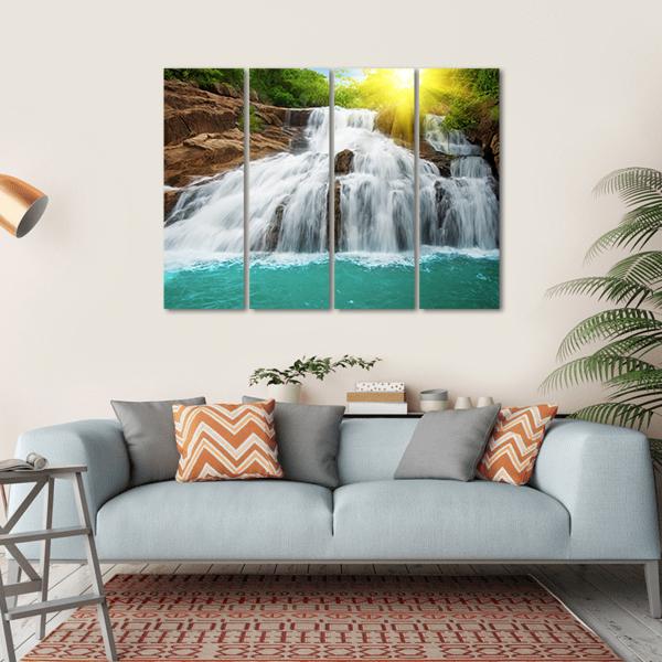 Waterfall Pool In Rain Forest Canvas Wall Art-4 Horizontal-Gallery Wrap-34" x 24"-Tiaracle