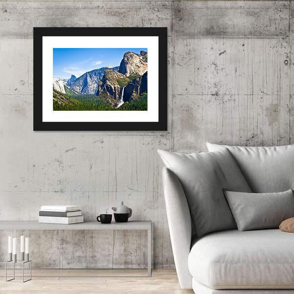 Waterfall Scenery Of Yosemite Canvas Wall Art-3 Horizontal-Gallery Wrap-25" x 16"-Tiaracle