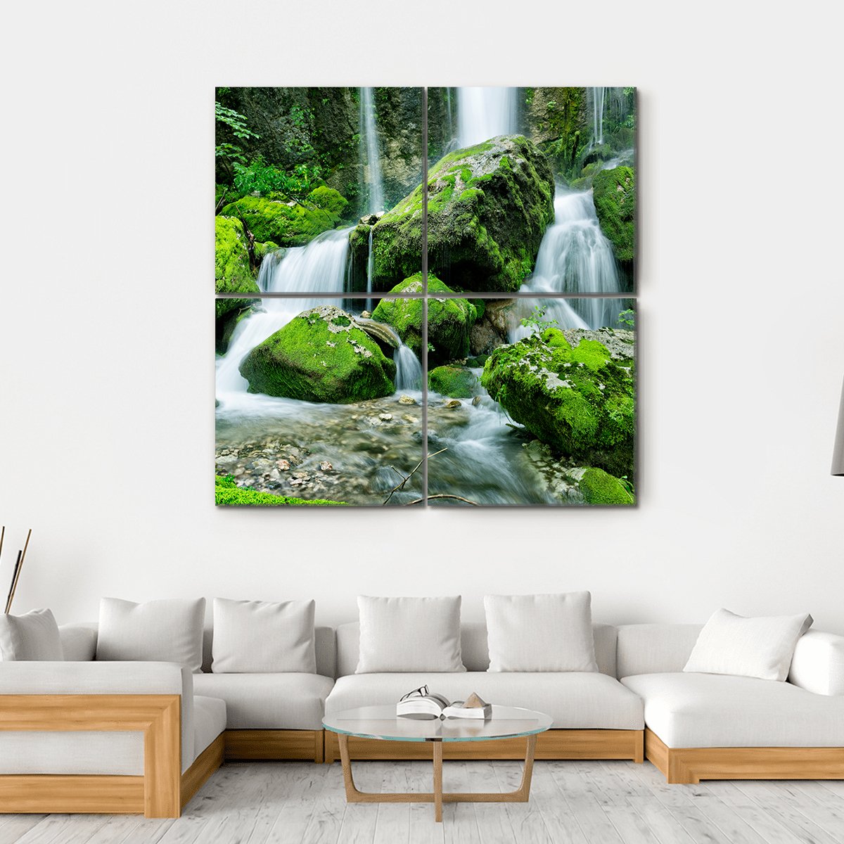 Waterfall With Several Cascades In Slovenia Canvas Wall Art-4 Square-Gallery Wrap-17" x 17"-Tiaracle