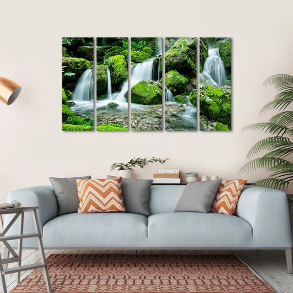 Waterfall With Several Cascades In Slovenia Canvas Wall Art-5 Horizontal-Gallery Wrap-22" x 12"-Tiaracle