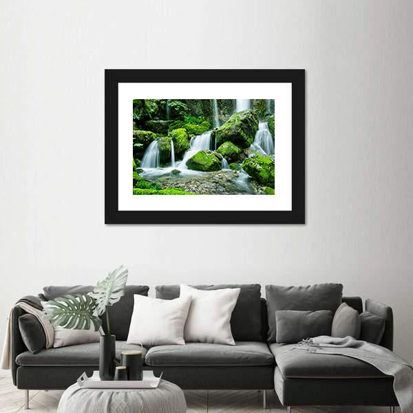 Waterfall With Several Cascades In Slovenia Canvas Wall Art-3 Horizontal-Gallery Wrap-25" x 16"-Tiaracle