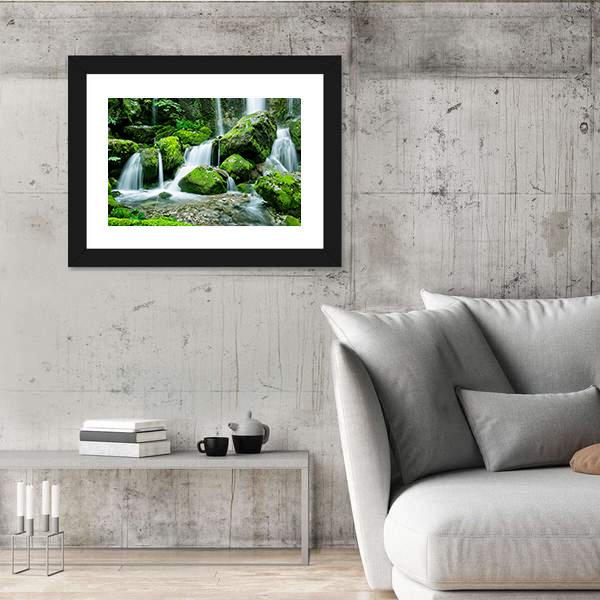 Waterfall With Several Cascades In Slovenia Canvas Wall Art-3 Horizontal-Gallery Wrap-25" x 16"-Tiaracle