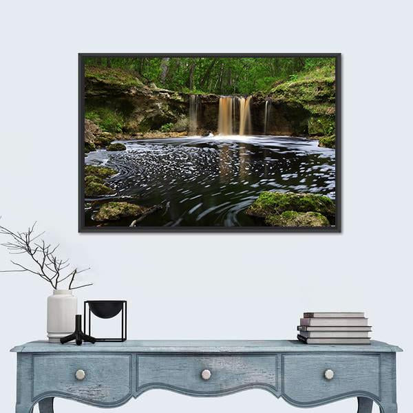 Waterfalls Along Falling Creek In Florida Canvas Wall Art-1 Piece-Floating Frame-24" x 16"-Tiaracle