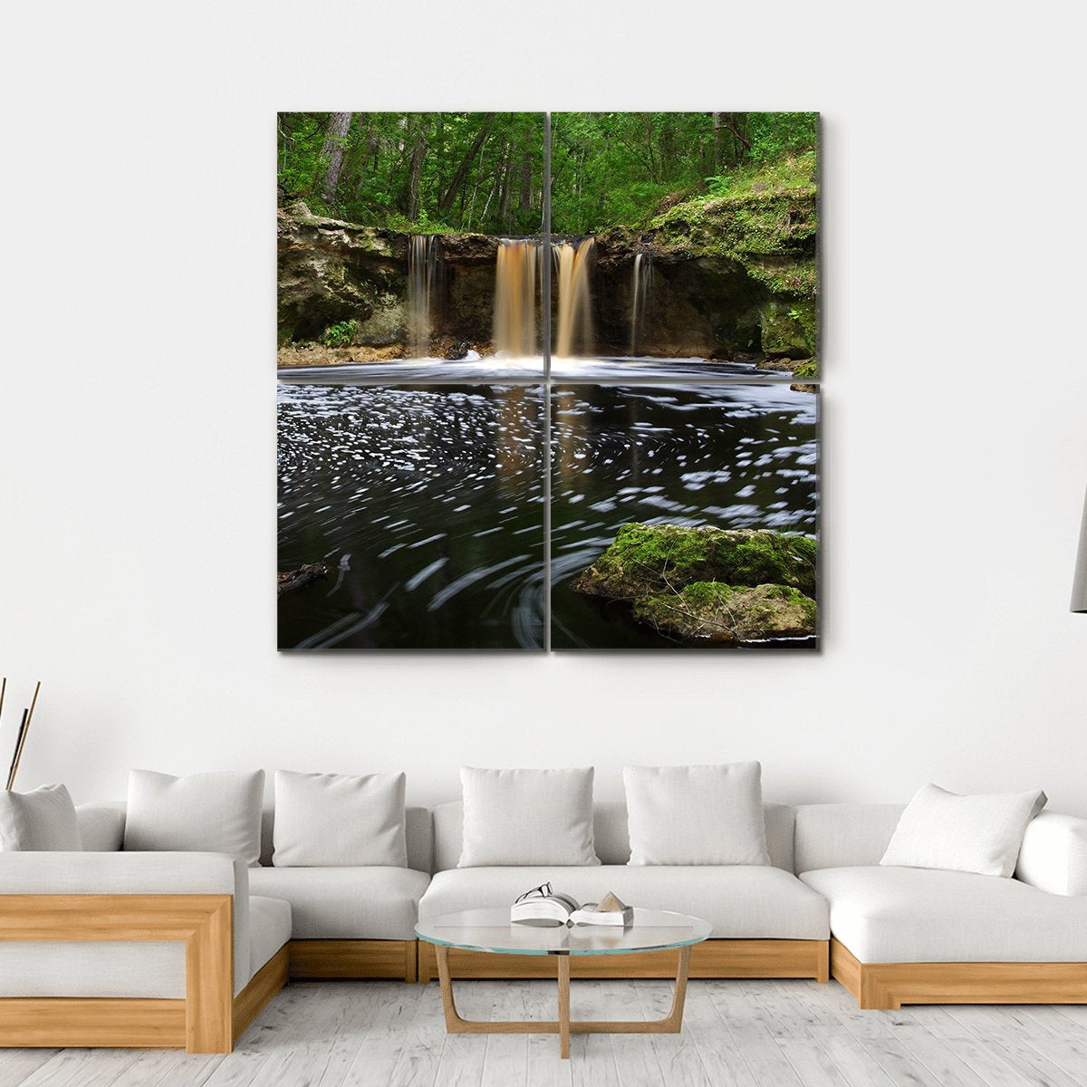 Waterfalls Along Falling Creek In Florida Canvas Wall Art-4 Square-Gallery Wrap-17" x 17"-Tiaracle