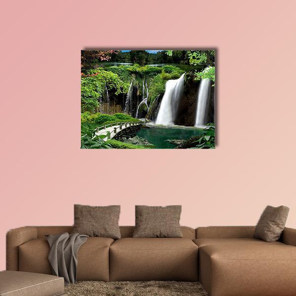 Waterfalls And Streams Canvas Wall Art-4 Horizontal-Gallery Wrap-34" x 24"-Tiaracle
