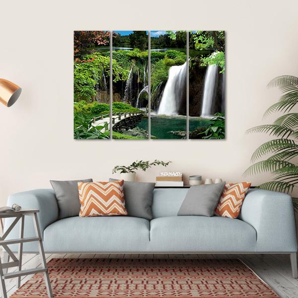 Waterfalls And Streams Canvas Wall Art-4 Horizontal-Gallery Wrap-34" x 24"-Tiaracle